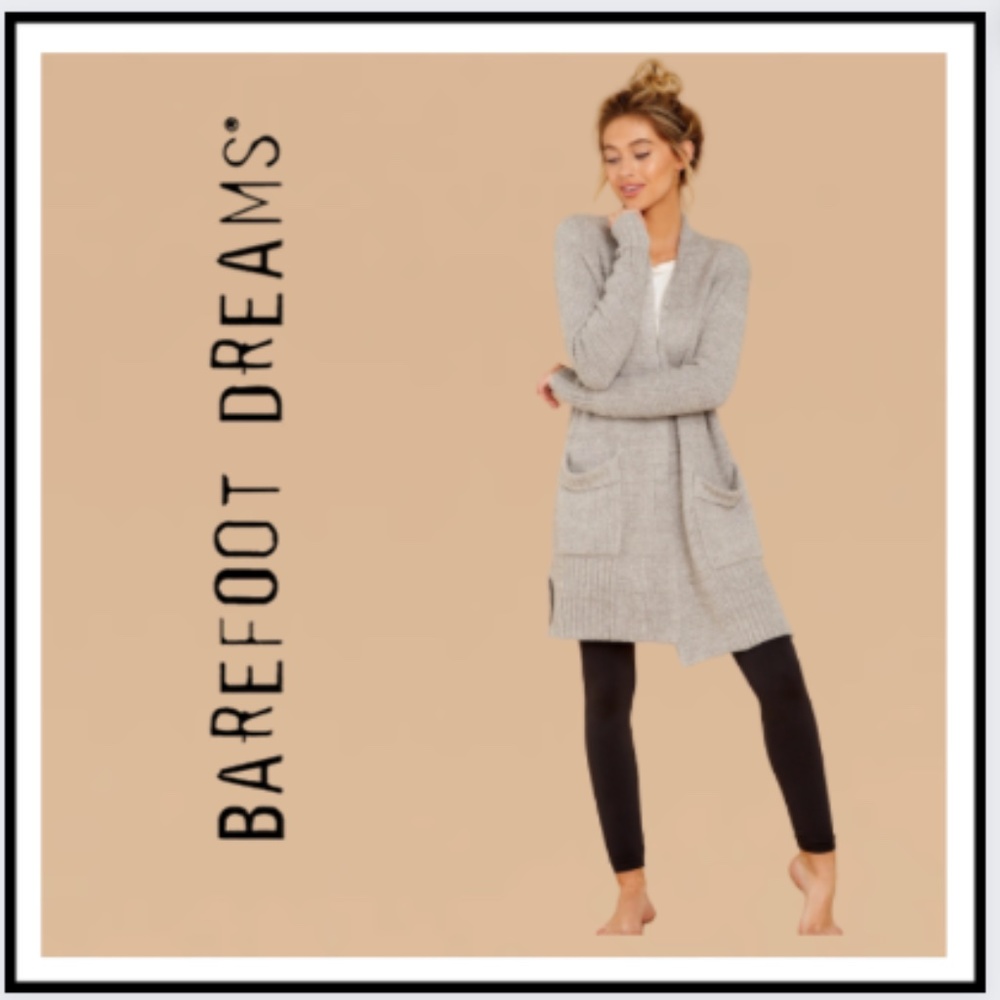 Barefoot Dreams CozyChic Lite Long Weekend Cardi Heathered Pewter